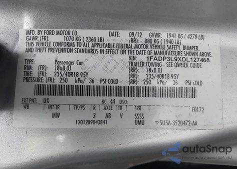 2013 Ford Focus St z USA, uszkodzony, nr VIN 1FADP3L9XDL127468